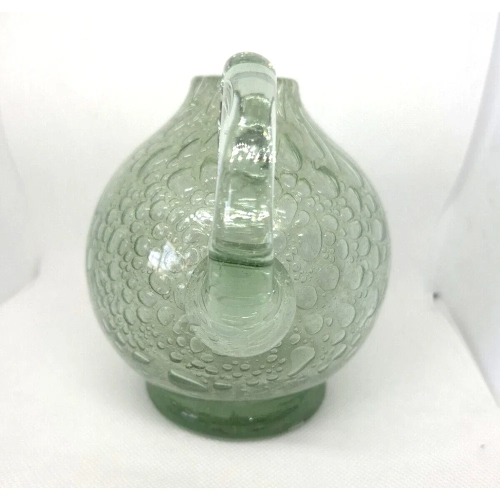 Ture Berglund Bubble Glass Jug 1940s Vase Handle Sweden Unmarked Skansens